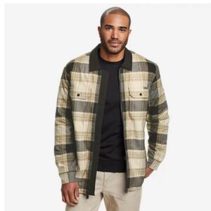 Men's Eddie Bauer Favorite Flannel Faux Shearling Lined Shacket Jacket Large
